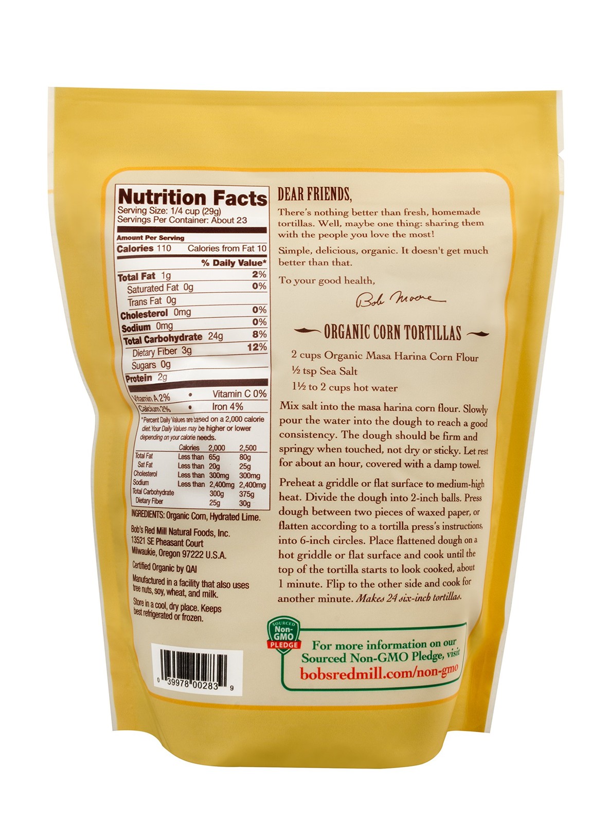 Bob’s Red Mill Organic Masa Harina Flour, 24oz (Pack of 1.5 Pound 4)