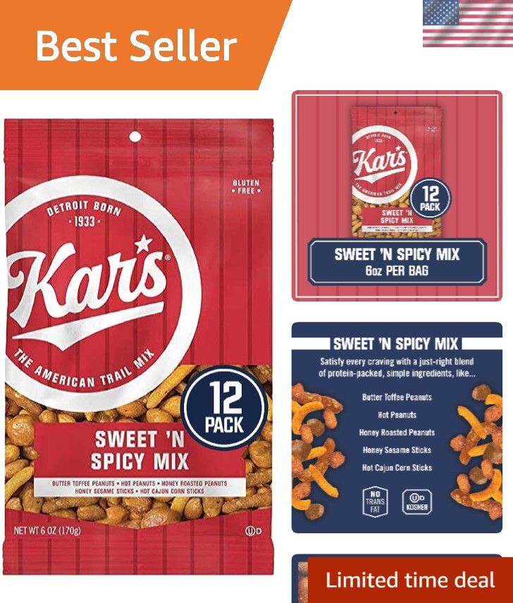 Kar’s Nuts Sweet ‘N Spicy Snack Mix – 72oz Bulk Pack of 12 Gluten-Free Treats