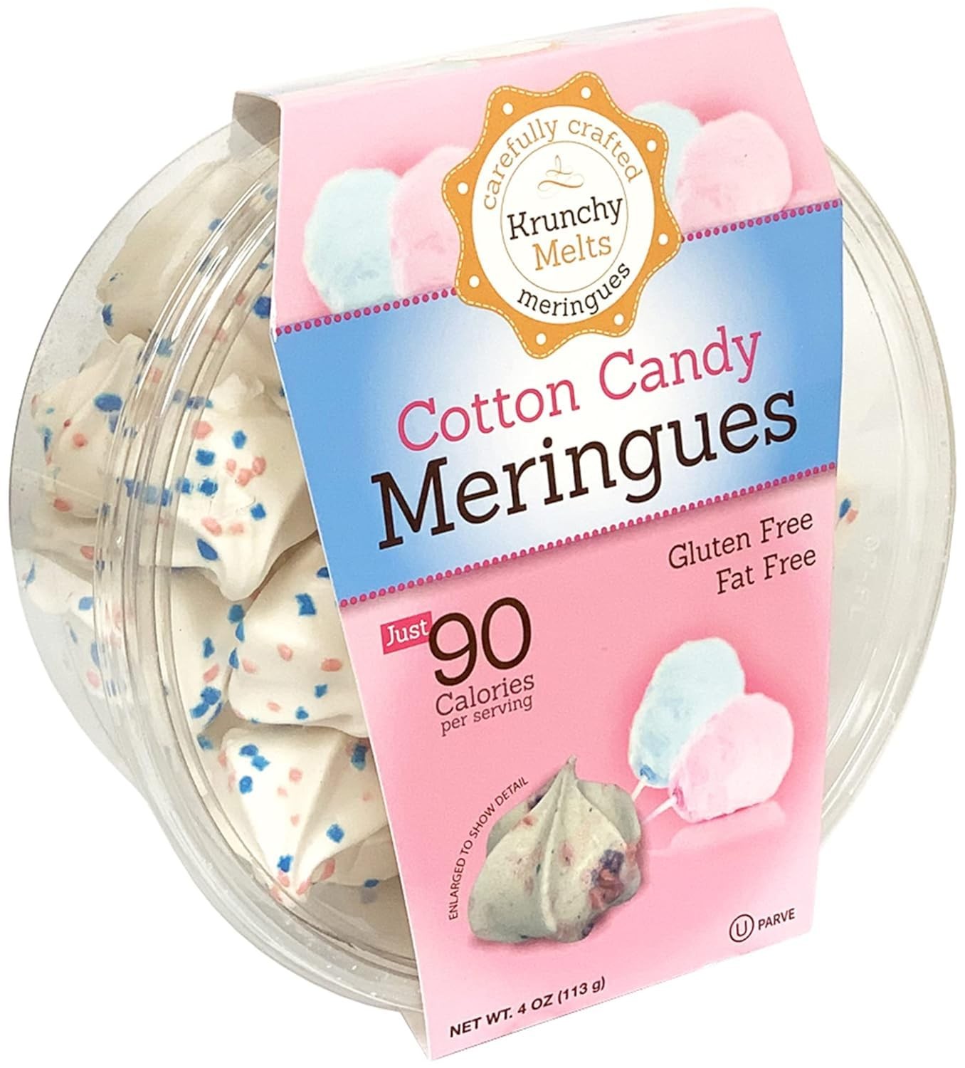 Krunchy Melts Original Meringue Cookies Cotton Candy Flavor Fat/Gluten Free 4oz