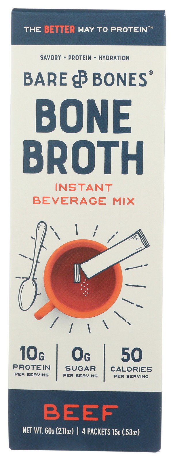 Instant Beef Stock Bone Broth Beverage Mix By Bare Bones Seasoning 8 Pack