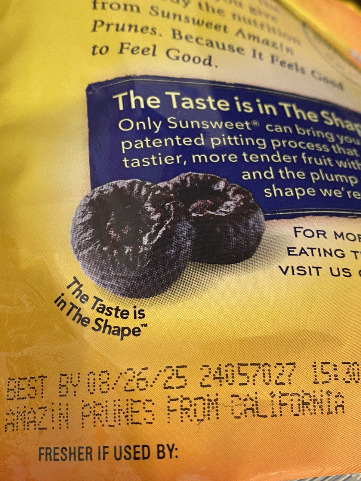 SunSweet Amazin Prunes Dried Pitted Gluten Free ~( 24oz. Pouches, 3 Pack)~72 oz.