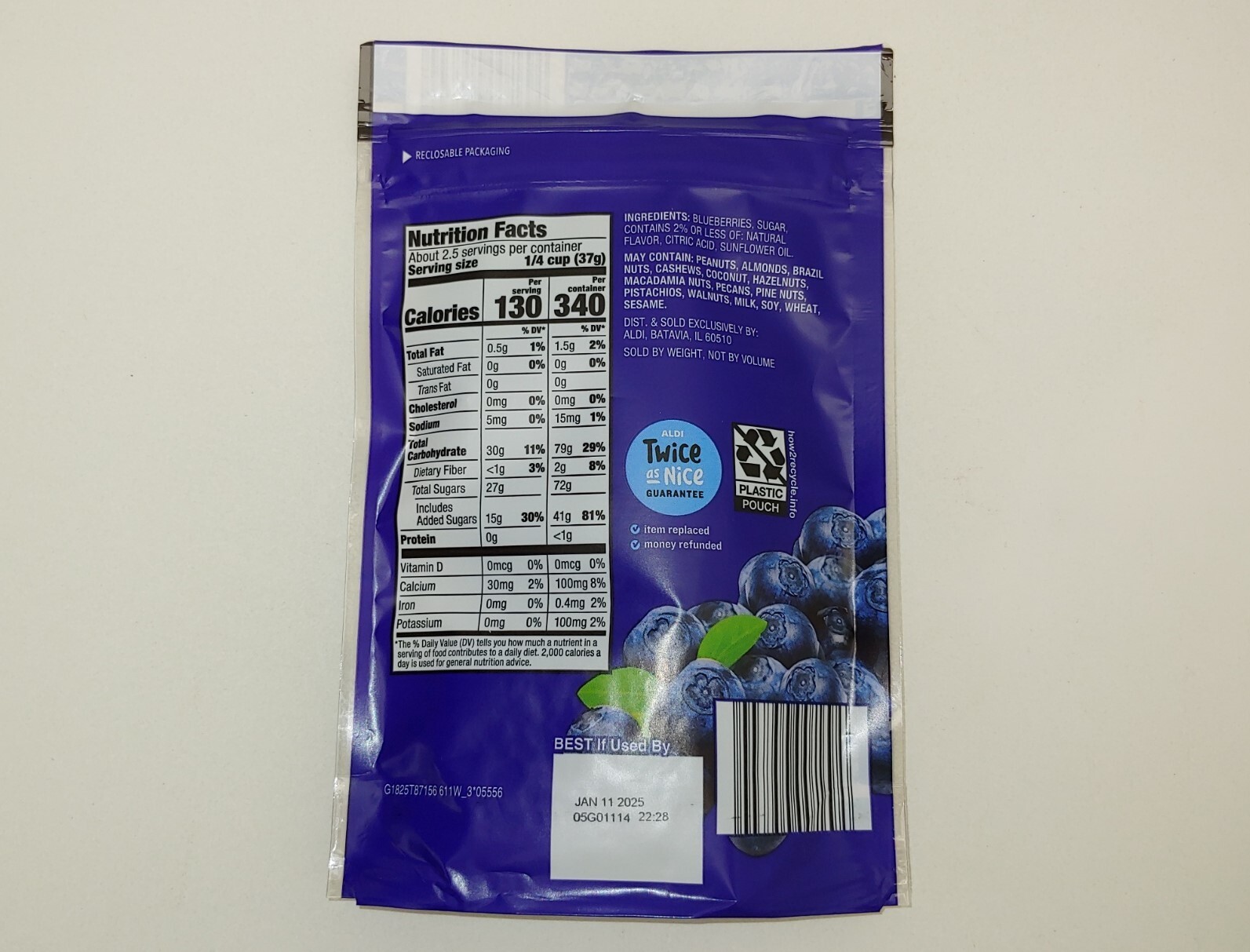 5x 3.5 Ounces Dried Blueberries Resealable Plastic Pouch 17.5 OZ Blueberry 1lb