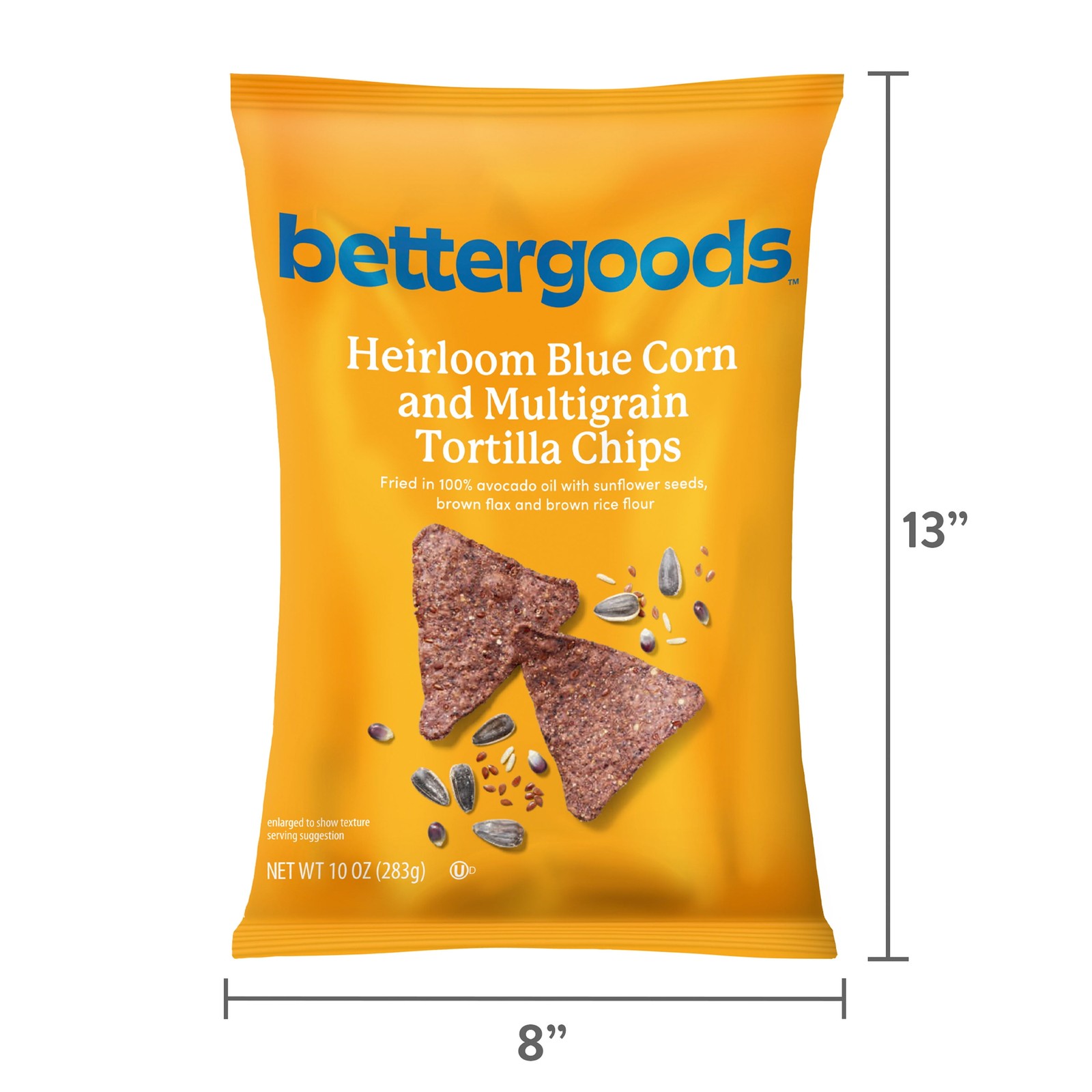 (4 pack) bettergoods Heirloom Blue Corn and Multigrain Tortilla Chips, 10 oz