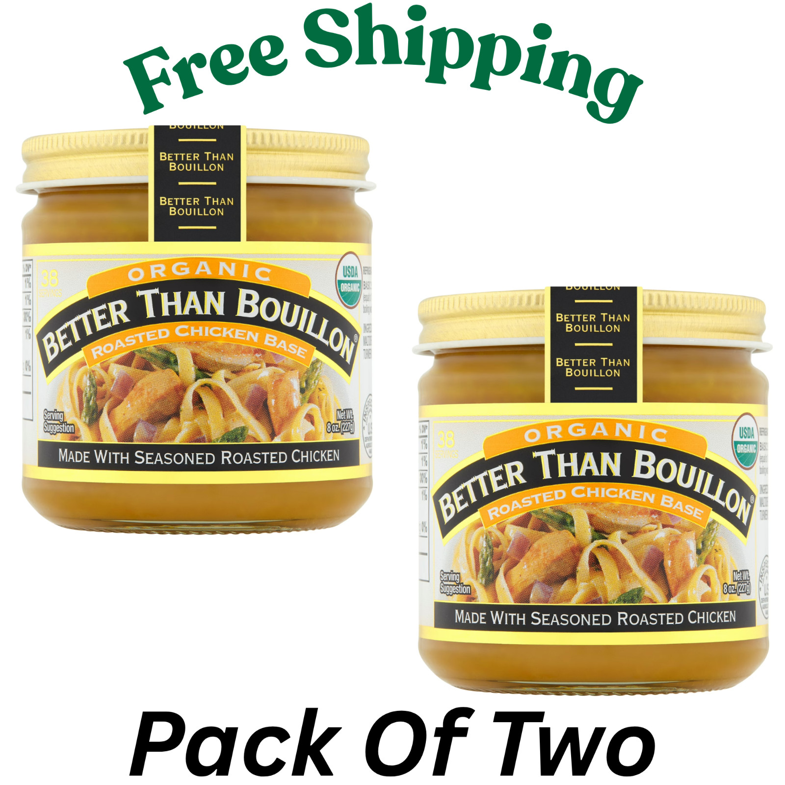 Better Than Bouillon Organic Roasted Chicken Base,Shelf-Stable,8 oz Jar (2 PACK)