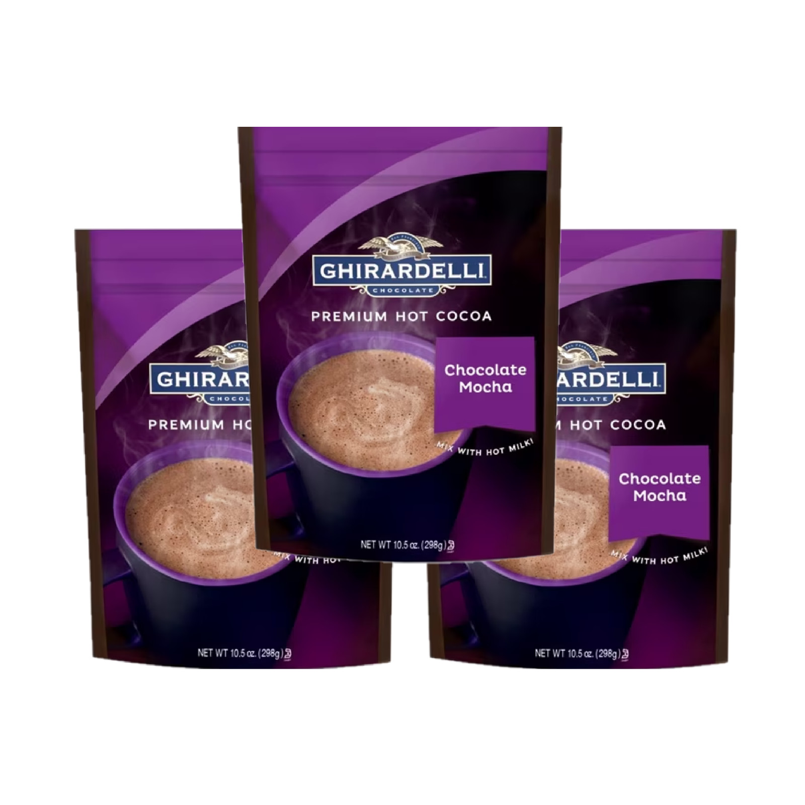 Ghirardelli Chocolate Premium Hot Cocoa Chocolate Mocha, 10.5 oz Pack of 3 Bags