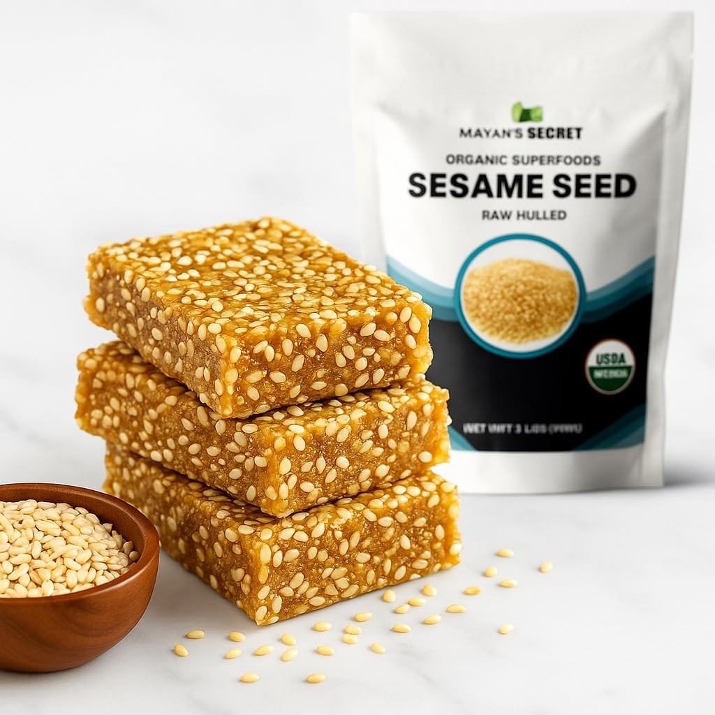 Mayan’s Secret Certified Organic hulled Sesame Seeds, 2 Lbs – Gluten Free, Raw,