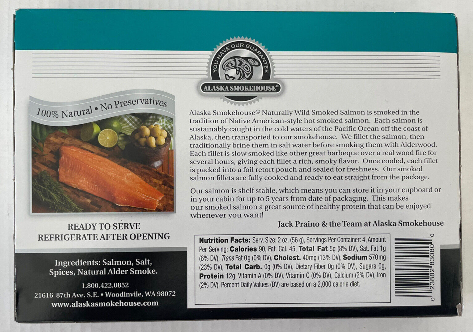 2.5lb Smoked Salmon Wild Alaskan hand-filleted ready to eat gift boxed 8oz Packs