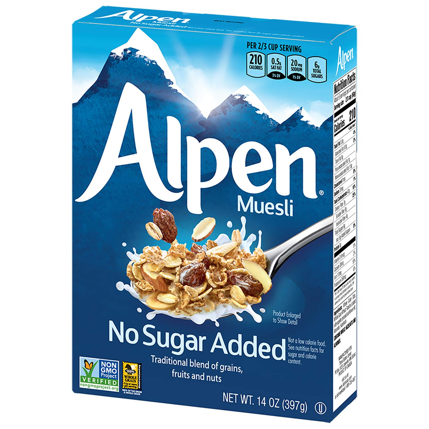 Alpen Muesli Cereal, No Sugar Added, 14 Ounce