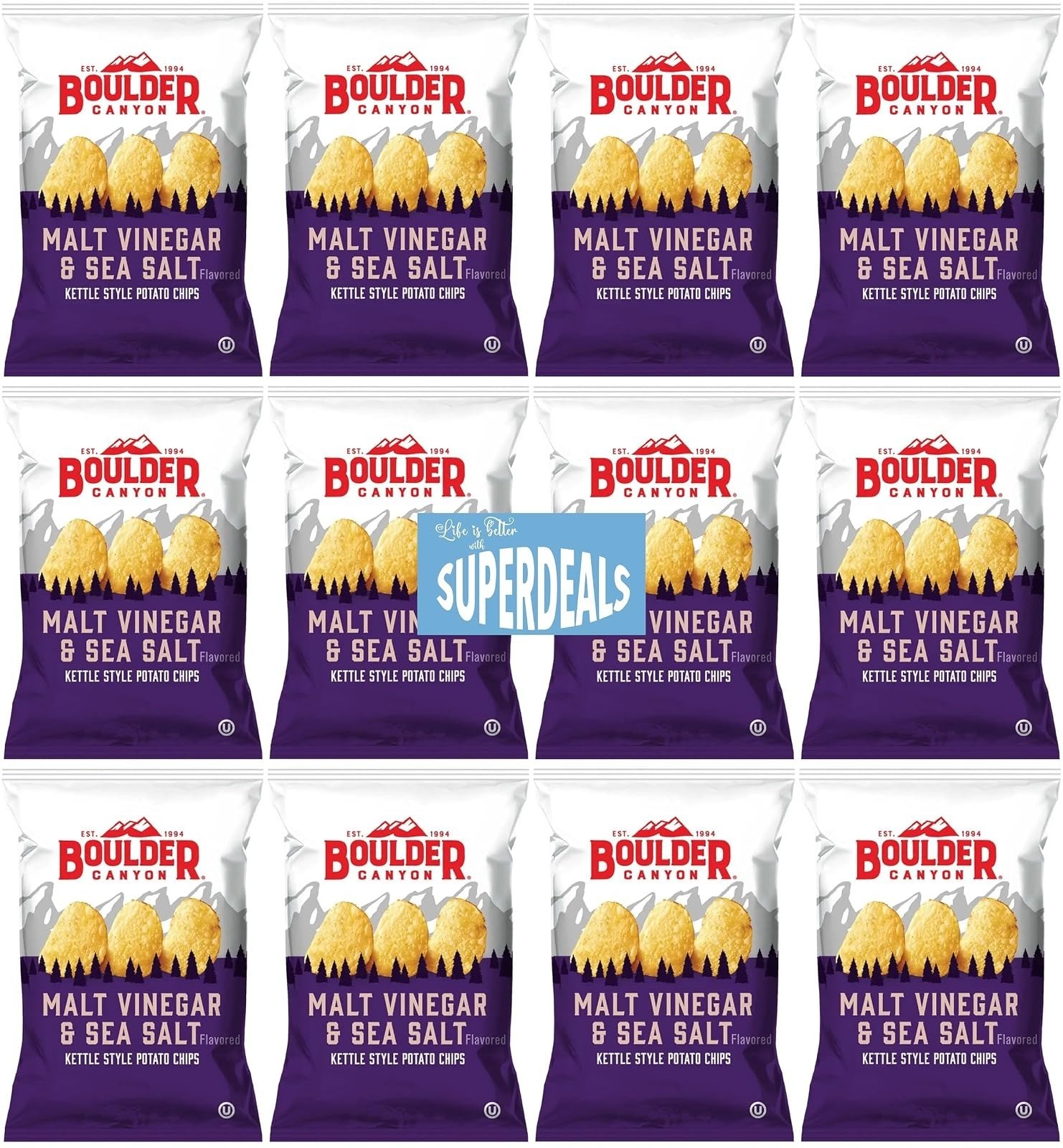 Boulder Canyon Sea Salt & Cracked Pepper Kettle Style Potato Chips 12 Pack