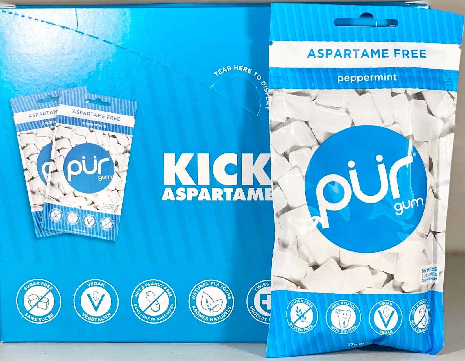 PUR Gum Aspartame Free PEPPERMINT 330 Total Pieces Vegan Gluten and Sugar Free