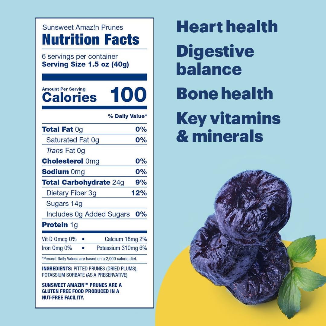 Sunsweet Amazin’ Pitted Prunes – Dried Prunes Pitted Unsweetened – Gluten Fre…