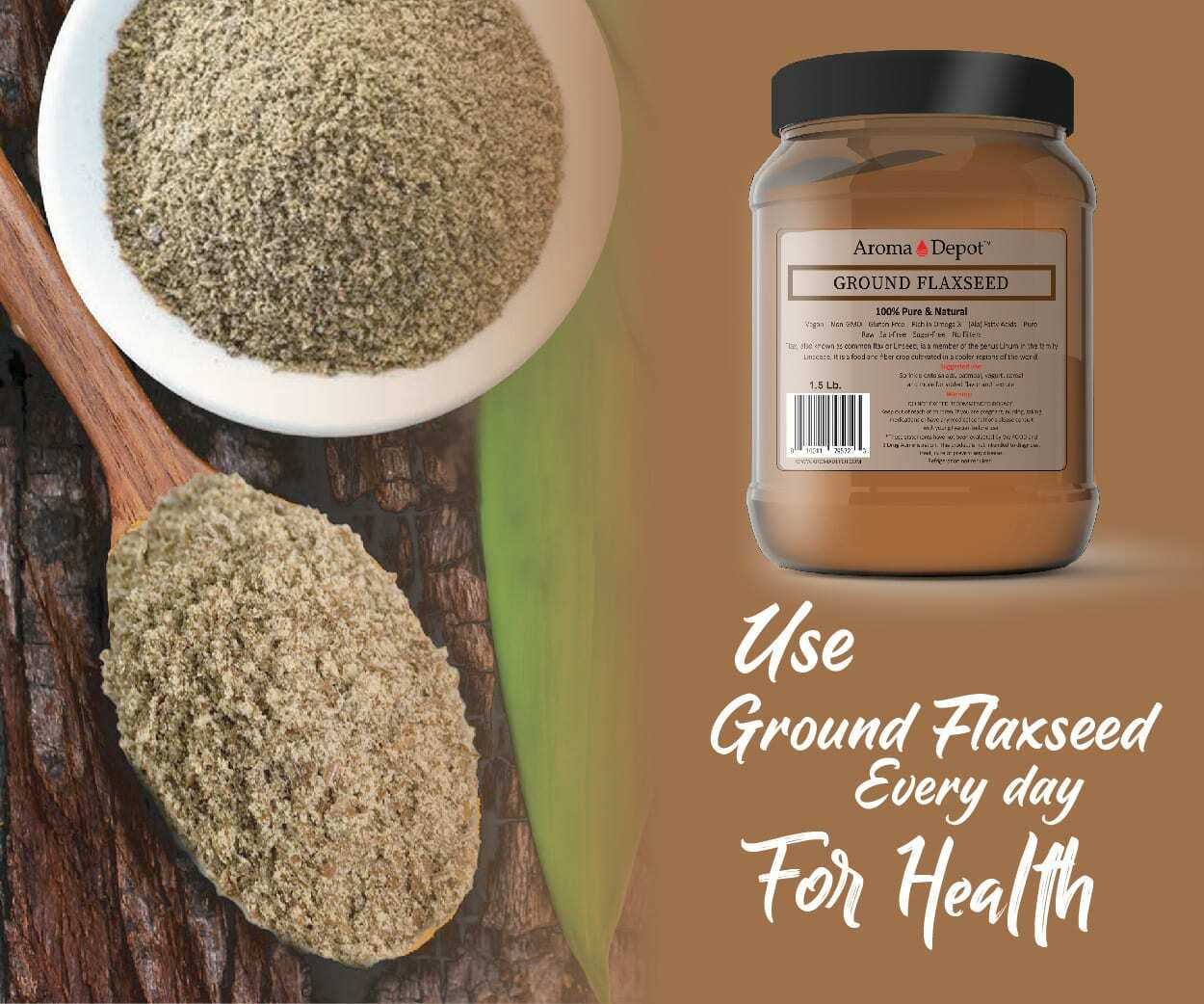 5lb GROUND Brown Flax Seed Omega-3 Non-GMO Linaza Raw 80 oz. Flaxseed POWDER