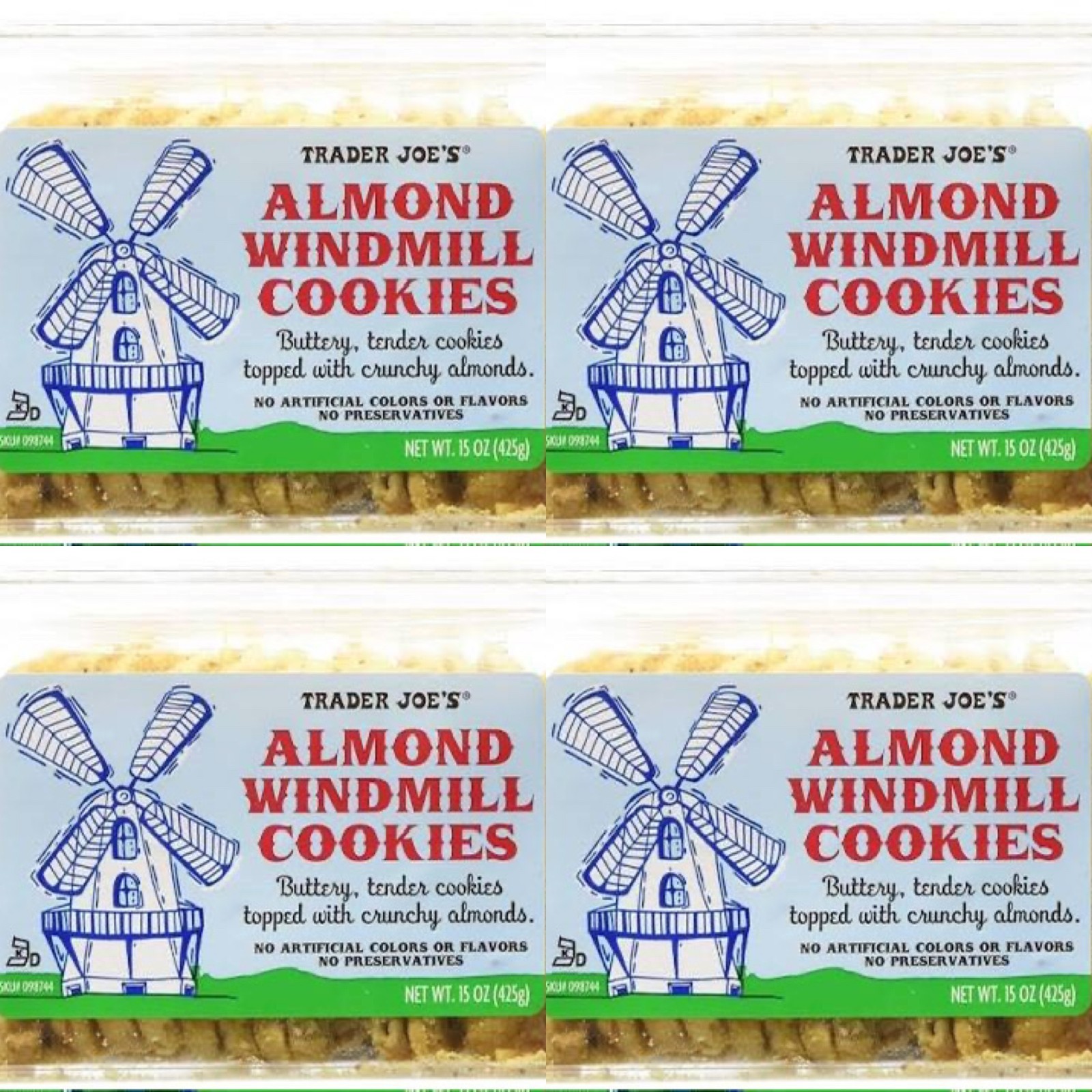 Trader Joe’s Almond Windmill Cookies 15oz 425g (4 Tubs)