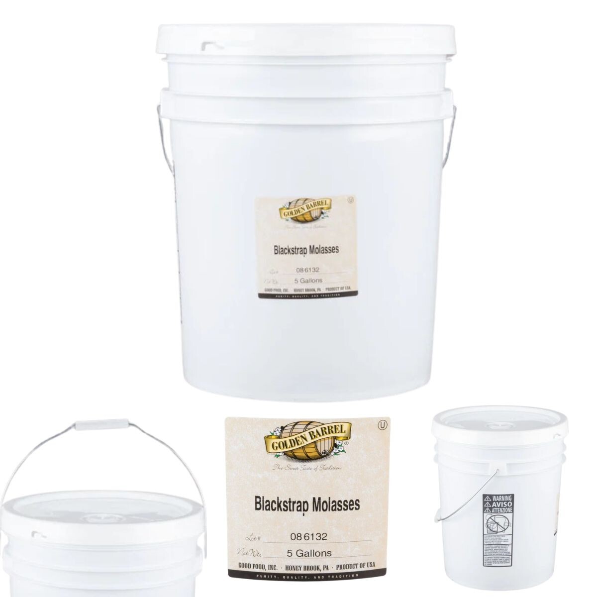 Golden Barrel Sulfur-Free Blackstrap Molasses 5 Gallon Pail Commercial Bulk