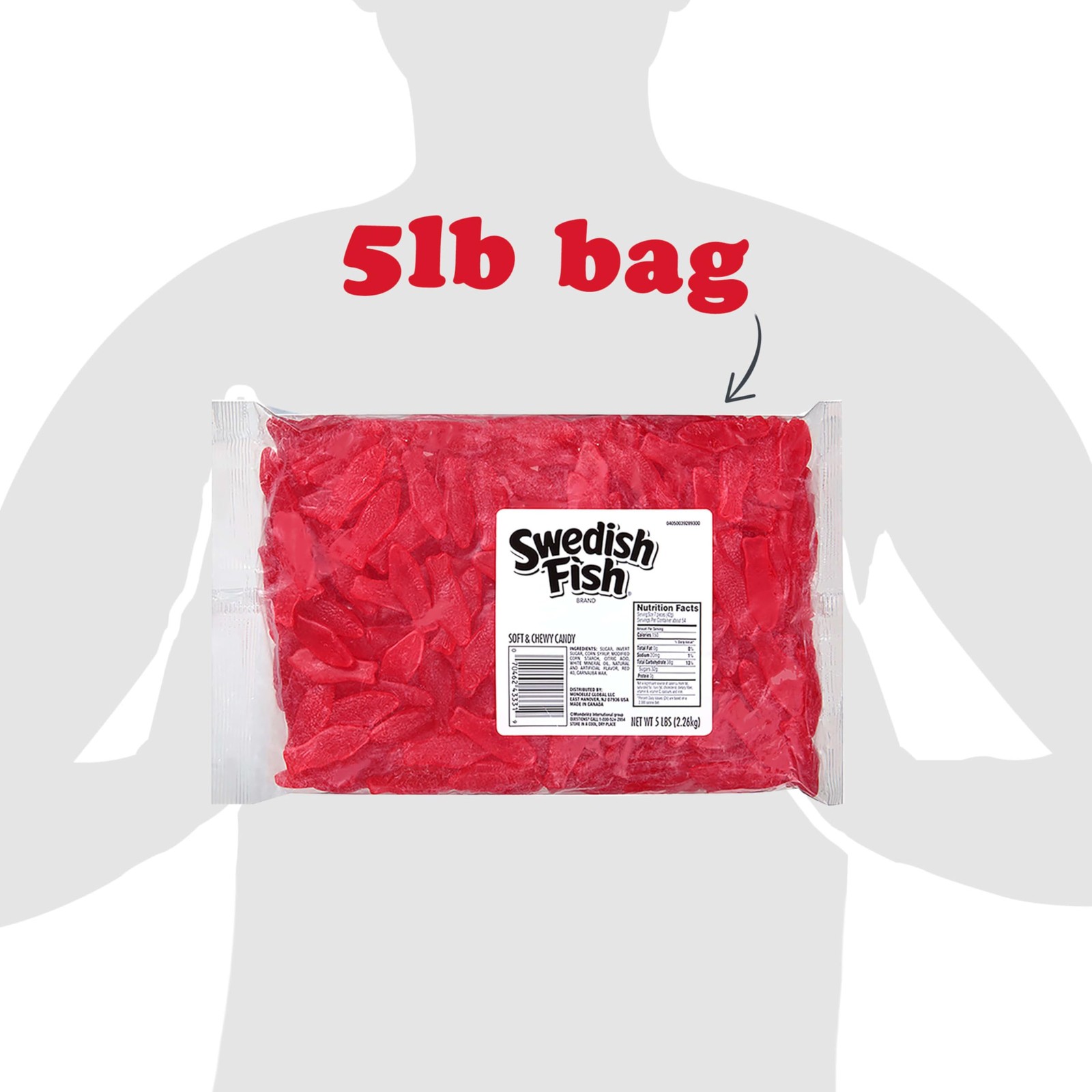 SWEDISH FISH Soft & Chewy Gummy Candy, Bulk 5 lb 5 Pound, Red
