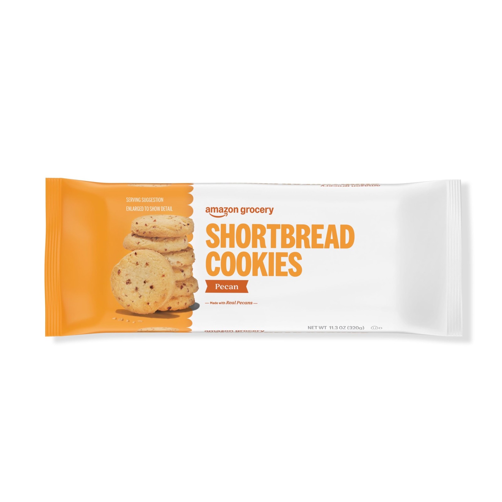 Amazon Grocery, Pecan Shortbread Cookies, 11.3 Ounce (Pack of 1), Brown