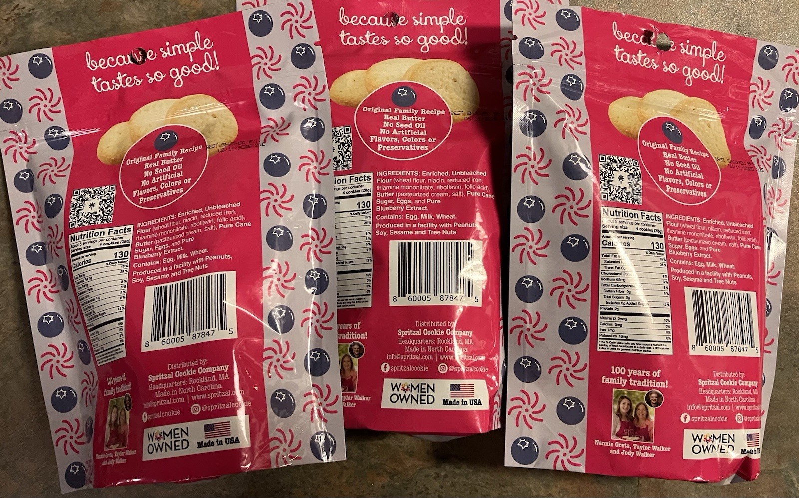 Spritzal Cookie Bites 4 Bags (5 oz Each) 3 Blueberry Pie & 1 Birthday Cake 8/26