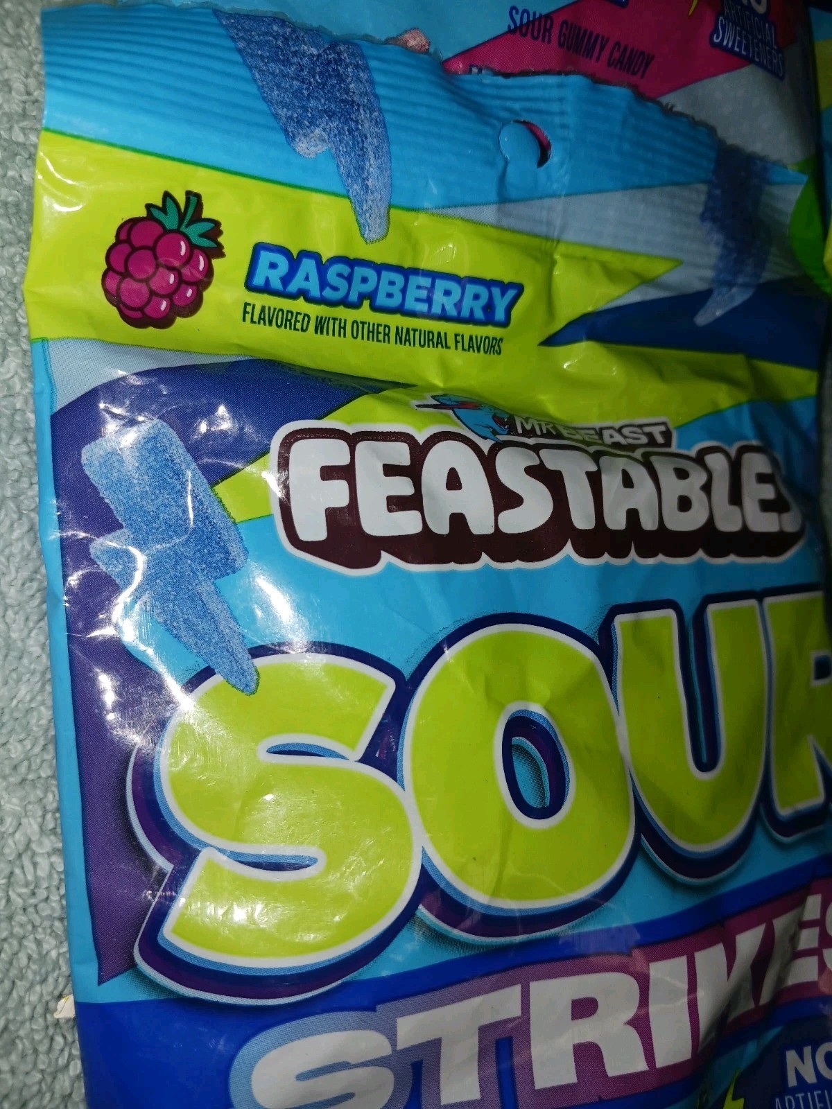Sour Strikes Feastables Gummy Candy Assorted (6) Large 7.5oz Bags. Aug 2026