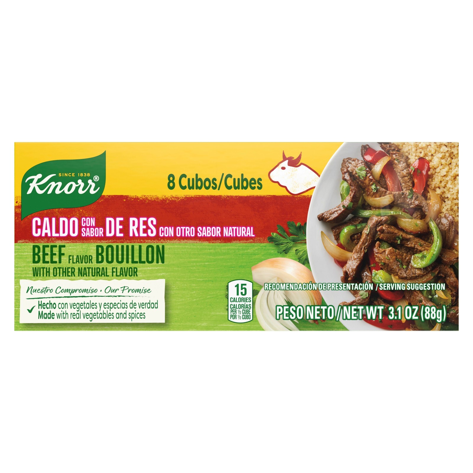 Lot of 6 – Knorr Cube Bouillon Beef 3.1 oz, 8 ct – 48 CUBES / 18.6 oz TOTAL