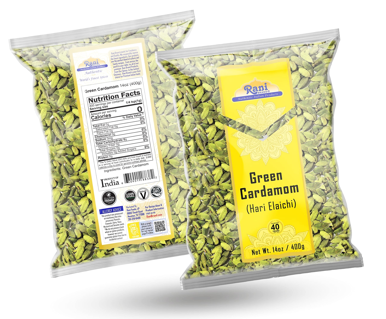 Rani Green Cardamom Pods Spice (Hari Elachi) 14oz (400g)