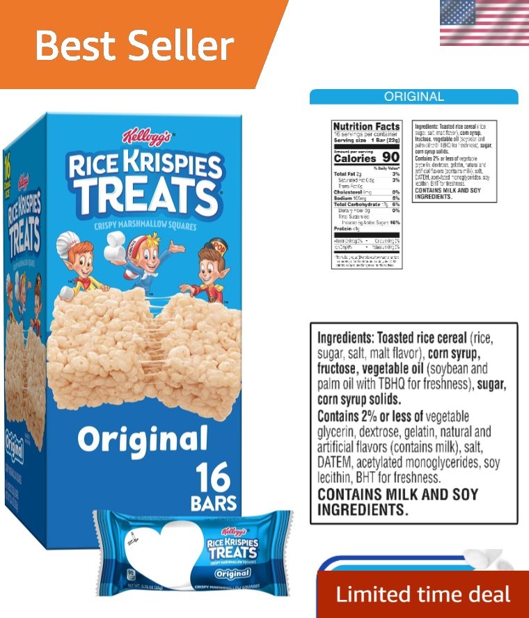 Marshmallow Snack Bars, Kids Snacks, Lunch Snacks, , 12.4oz Box 16 Bars