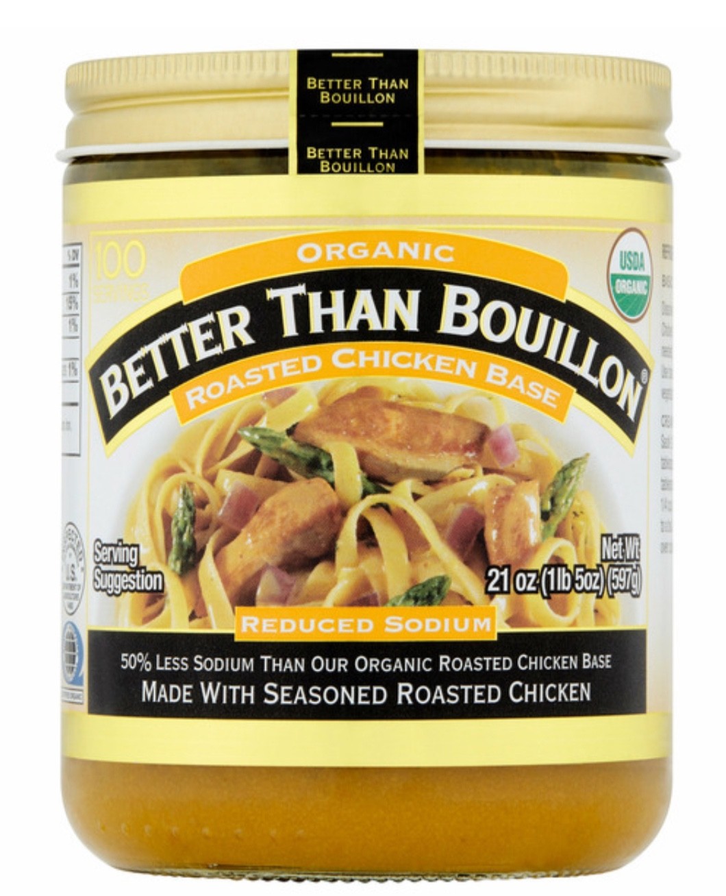 Better Than Bouillon Organic Roasted Chicken Base Bouillon, Reduced Sodium 21 oz