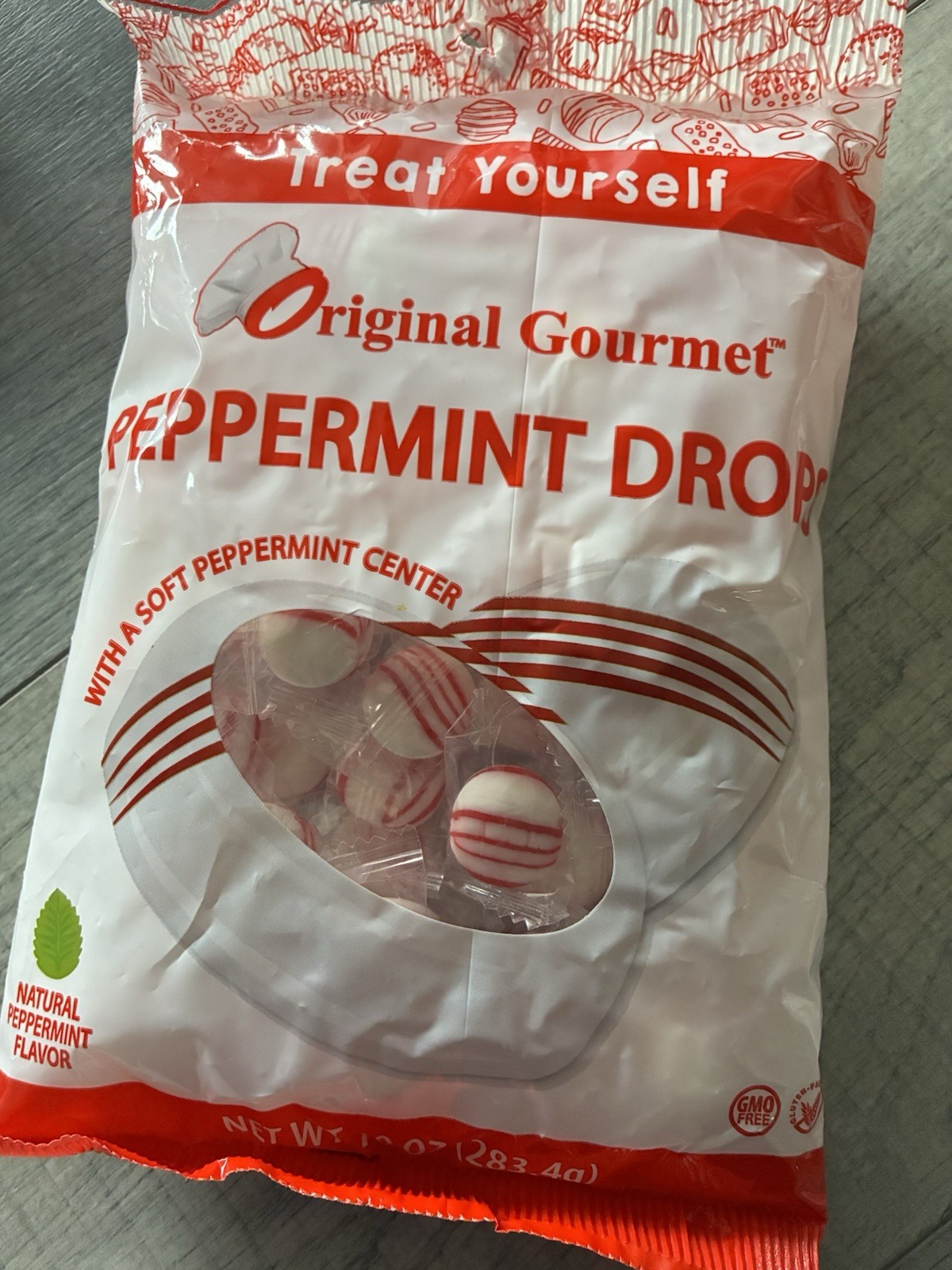 2x Original Gourmet PEPPERMINT DROPS Candy-Soft Peppermint Center-LARGE 10oz Bag