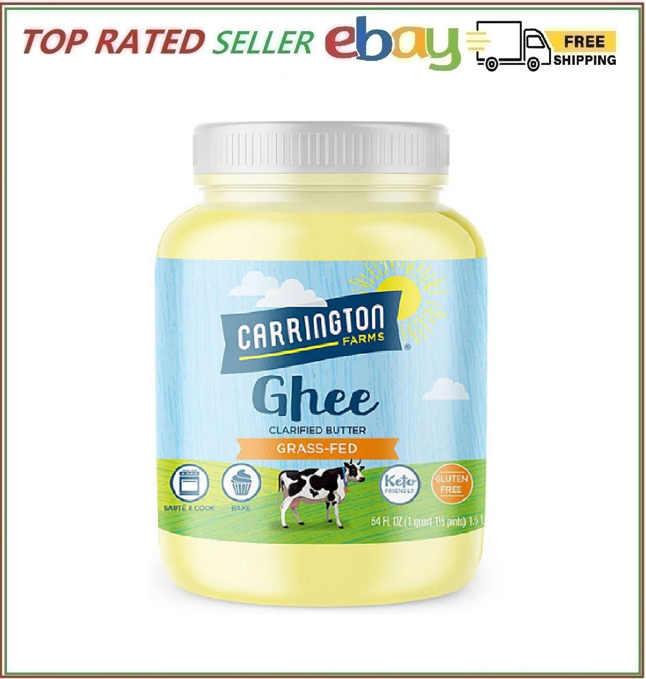 Carrington Farms Ghee, 54oz. Ghee Clarified Butter, Best Price.