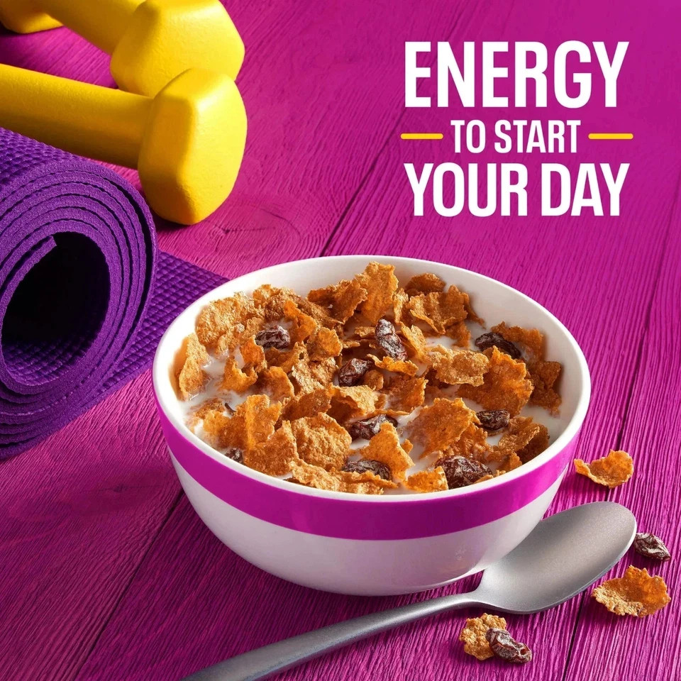 Kellogg’s Raisin Bran Breakfast Cereal, High Fiber, 28g Whole Grain, Mega Size,