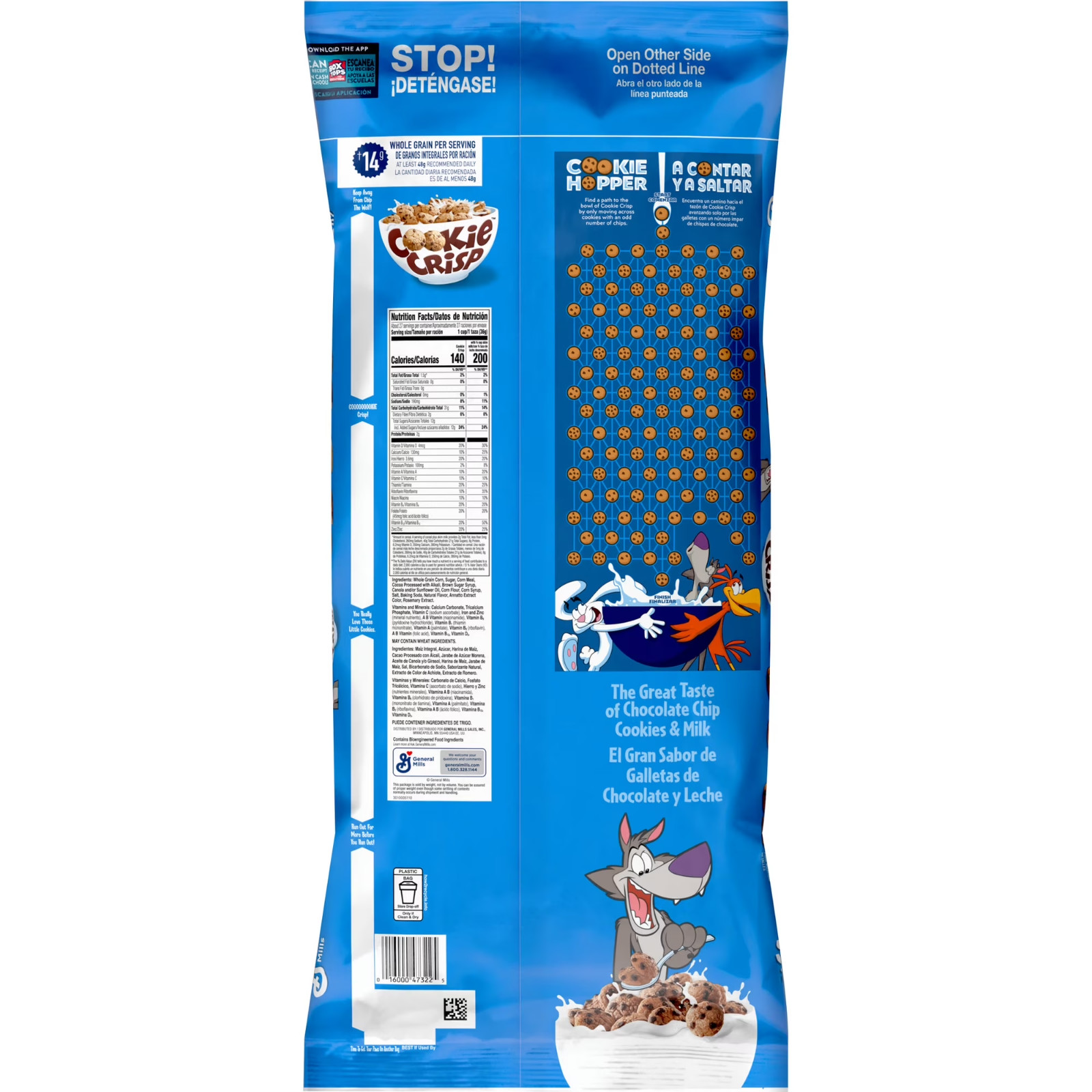 Cookie Crisp Whole Grain Cereal Chocolate Chip Cookie Taste Value Bag 35 oz