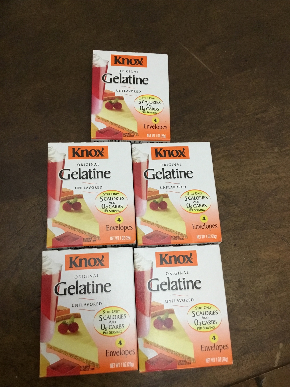 (5) Knox Original Gelatin Unflavored 4 Envelopes Exp 08/25