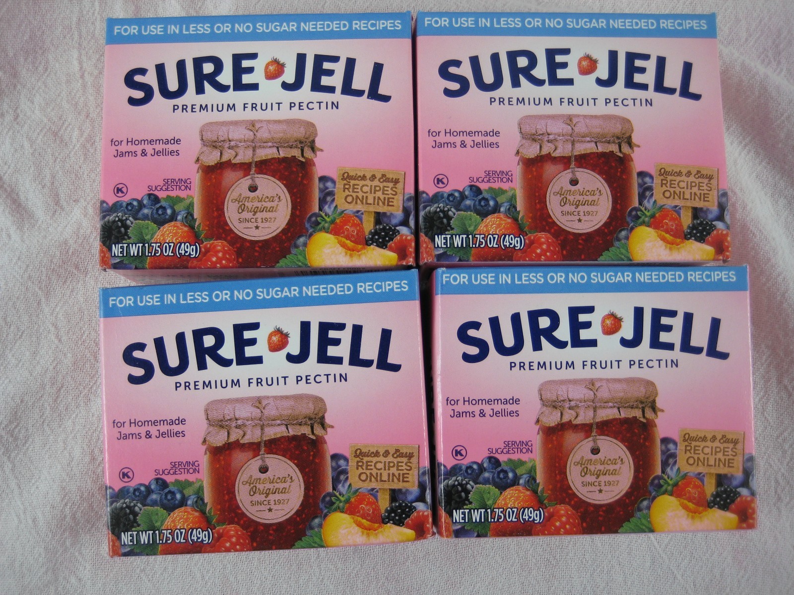 Sure Jell LESS SUGAR Premium Fruit Pectin 1.75 oz Per Box Lot of 24 Exp 2027