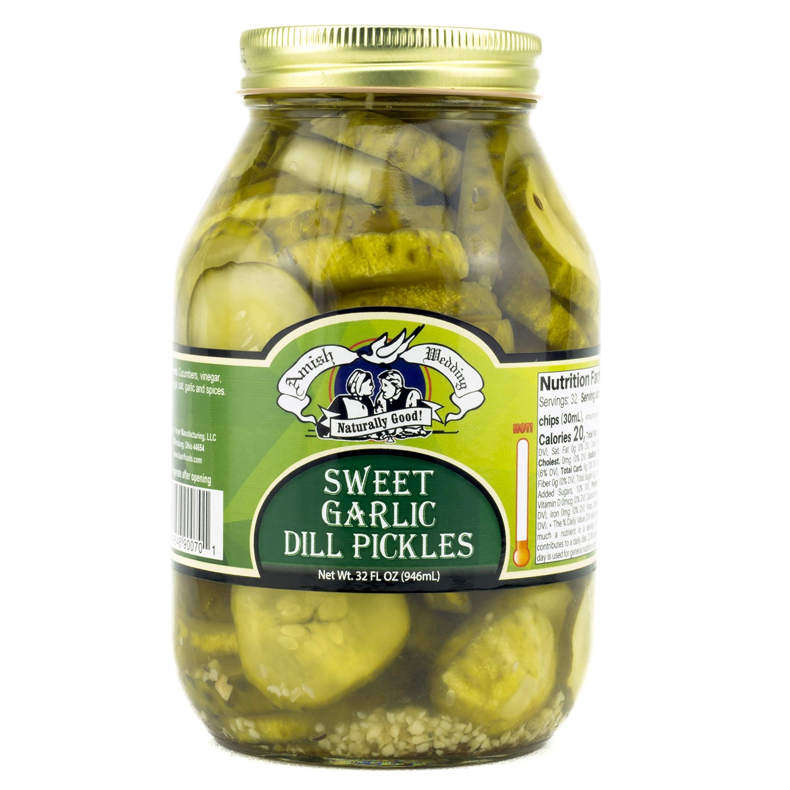 Amish Wedding Sweet Garlic Dill Pickles Ready to Eat USA 32 Fl Oz (Pack of 1)