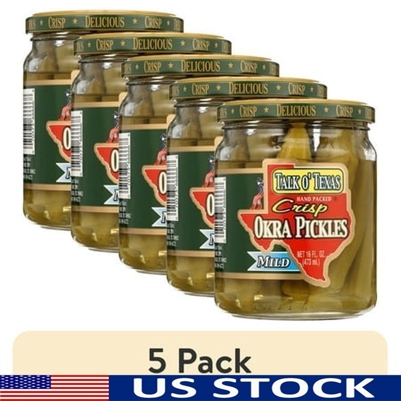 Pickled Mild Okra Fat-Free Low-Calorie Shelf-Stable Whole Veggies New