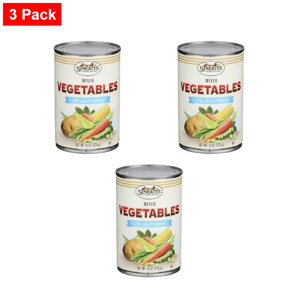 Sprouts No Salt Added Canned Mixed Vegetables 15 oz – 3 Packs