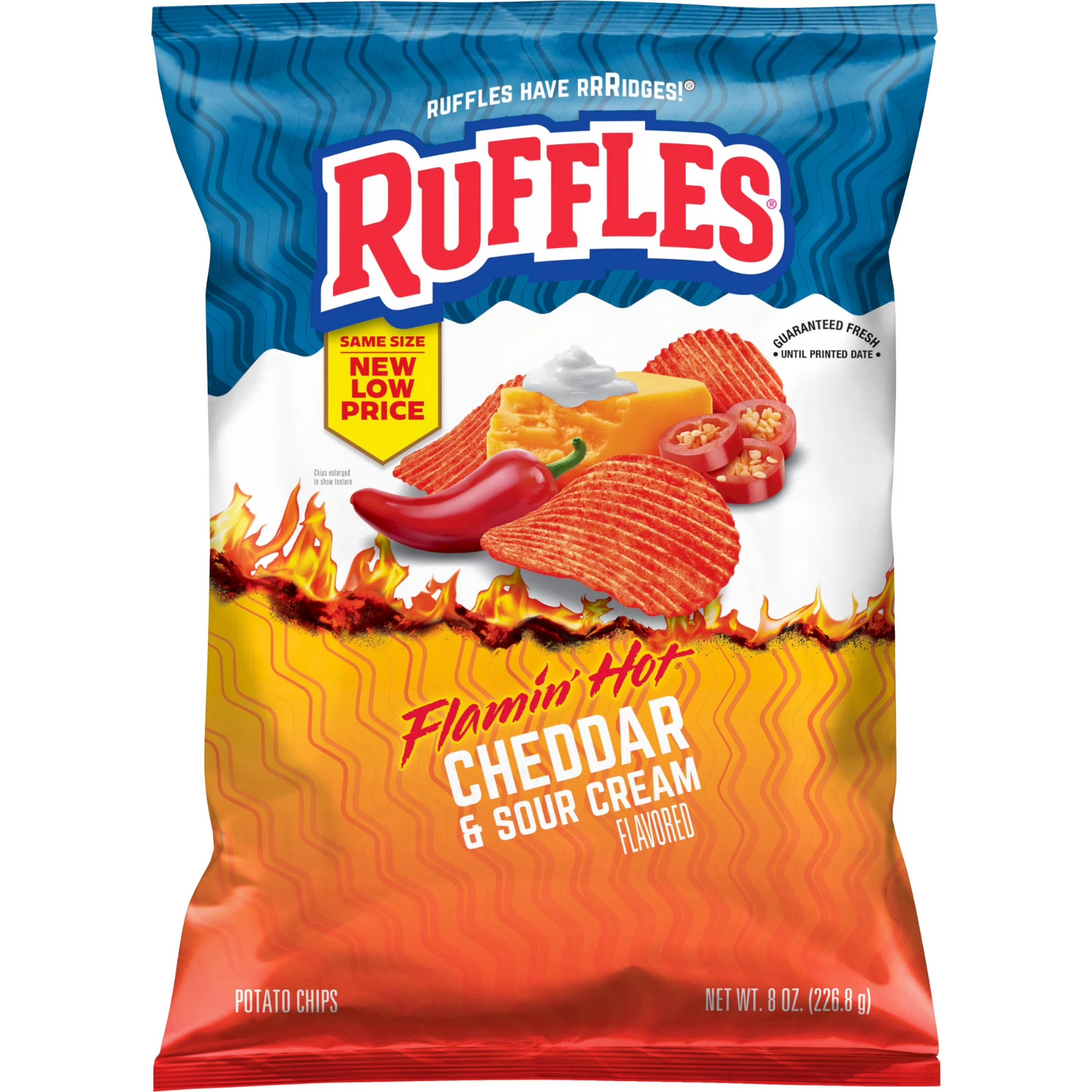 Ruffles Flamin’ Hot Cheddar & Sour Cream Potato Chips, 8 oz bag