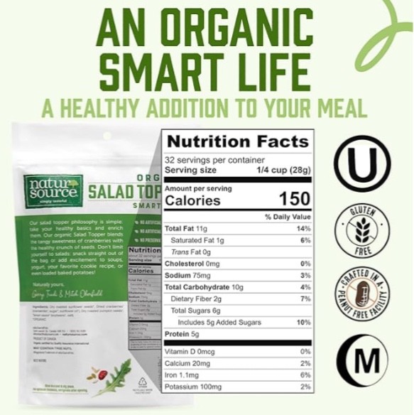 naturSource Smartlife Organic Organic GMO-free Vegan Salad Topper, 32 Oz, 2 lbs