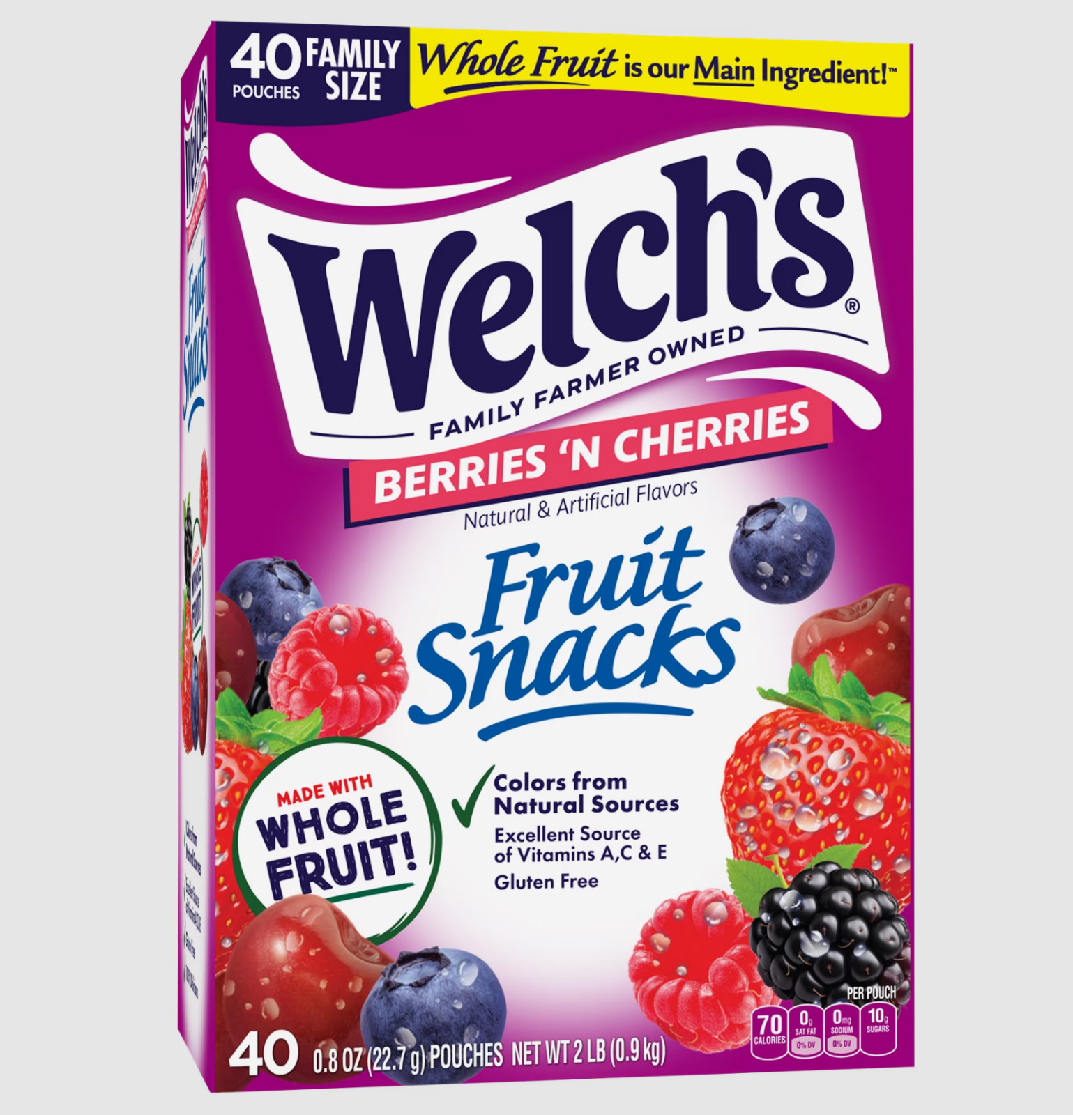 Welch’s Fruit Snacks, Berries N Cherries, 0.8 oz, 40 Count