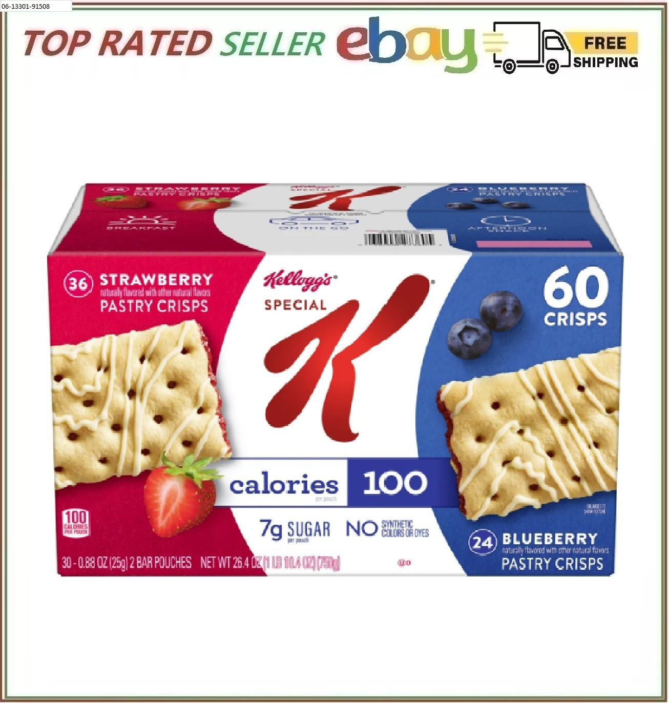 Special K Pastry Crisps, Variety Pack, 60 ct, Strawberry & Blueberry