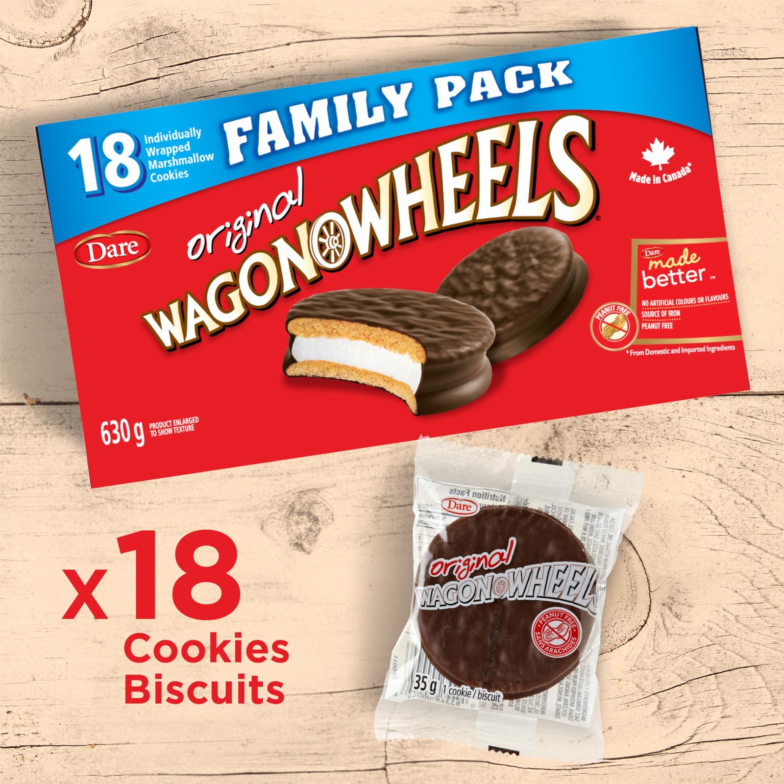 Dare Wagon Wheels Original Cookies, 630g/22.2 oz, Box, 18 Count (Pack of 1)