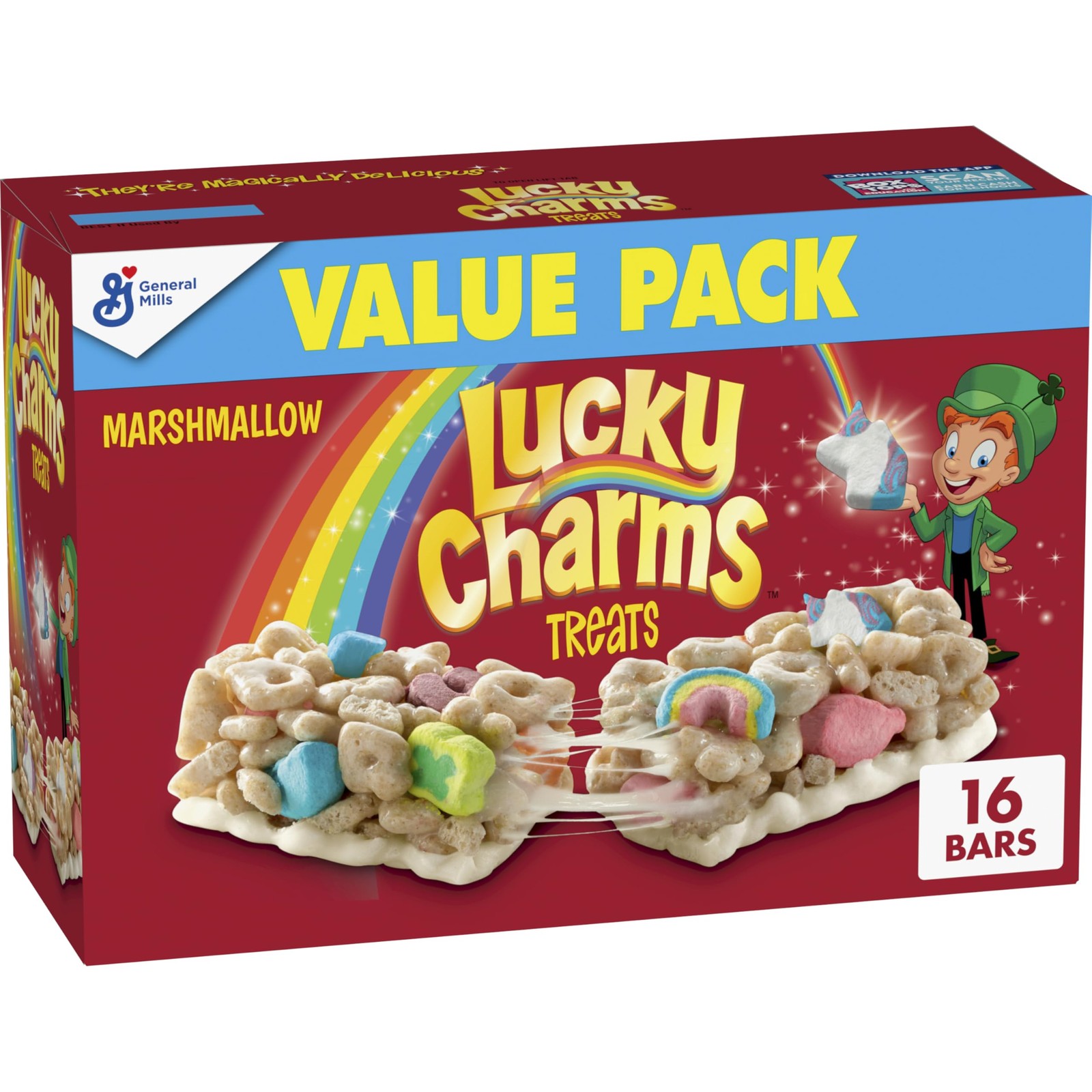 Lucky Charms Cereal Treat Bars, Snack Value Pack, 16 Count (Pack of 1)