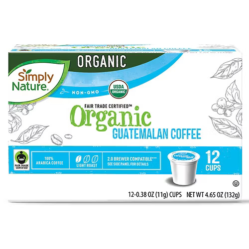 Simply Nature Fair Guatemalan Light Roast Coffee Pods, 12 count – Pack of 3