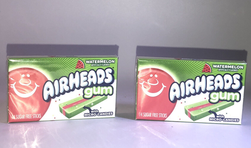 SHIP N 24HRS-2 Pkgs Airheads Gum Watermelon Chewing Gum 14 Pcs Ea Pack-BRAND NEW
