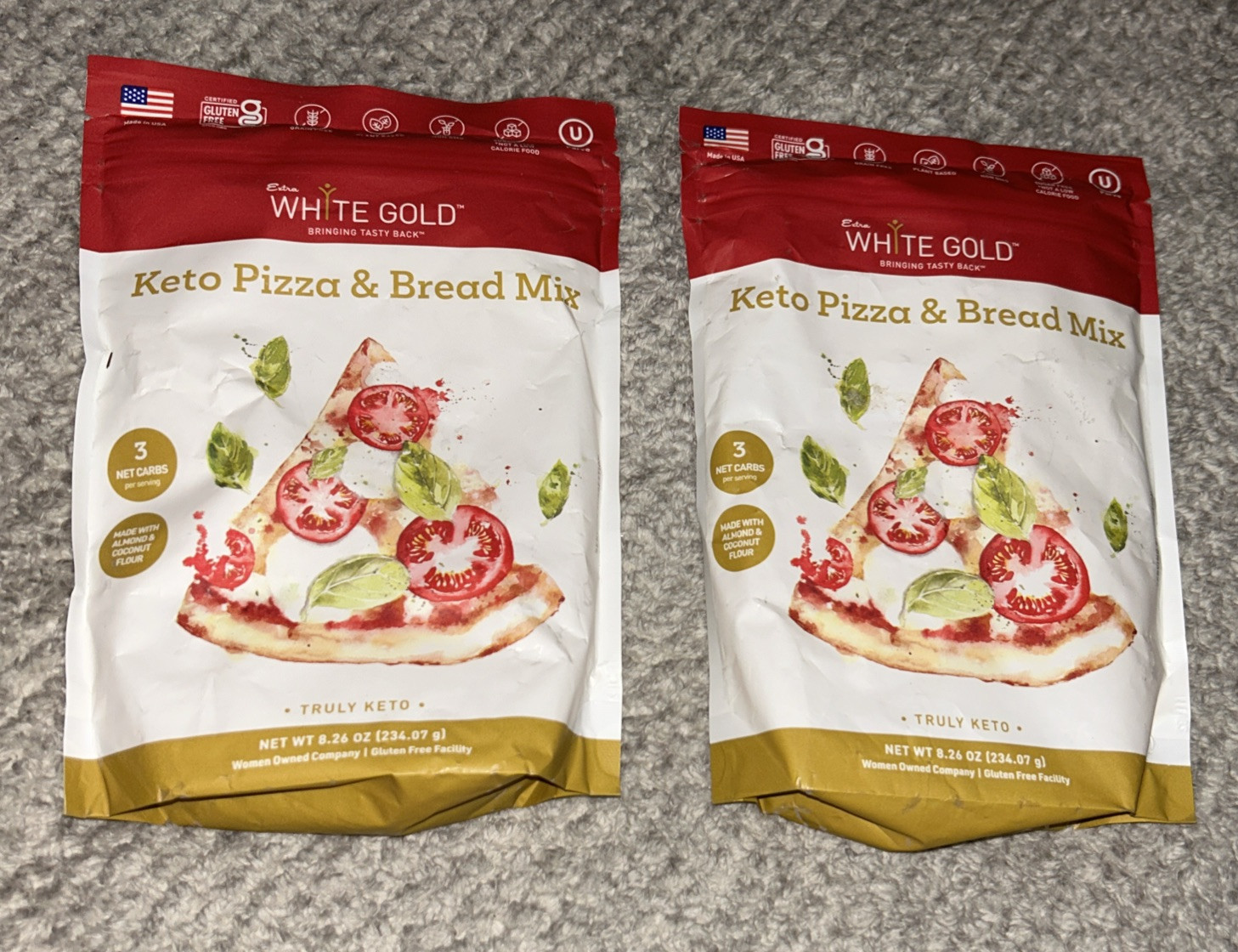 { 2 } Extra White Gold ~ Keto Pizza & Bread Mix ~ 8.26oz ~ Sealed ~ 05/2025