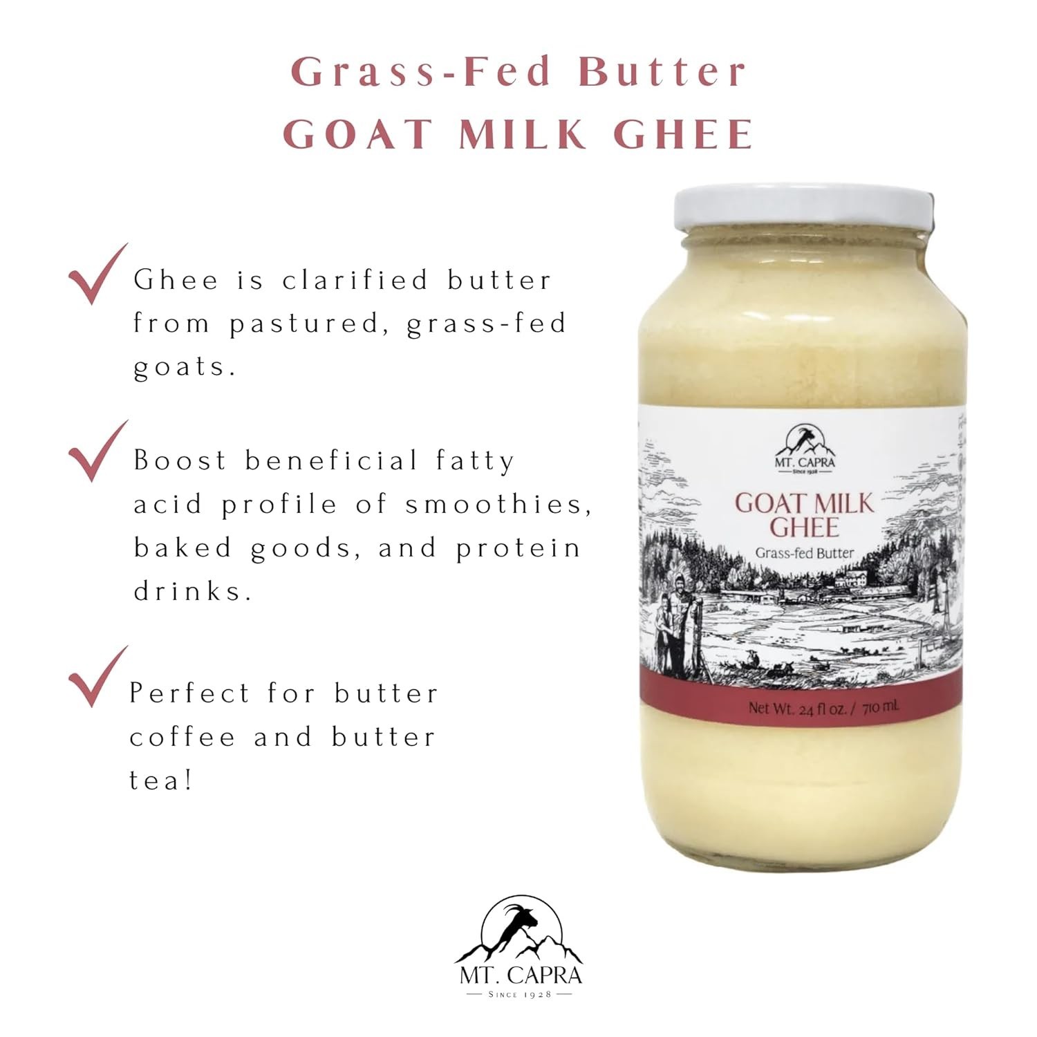 Mt. Capra Goat Milk Ghee | Grass-Fed Clarified Butter High in MCT Oil Perfect…