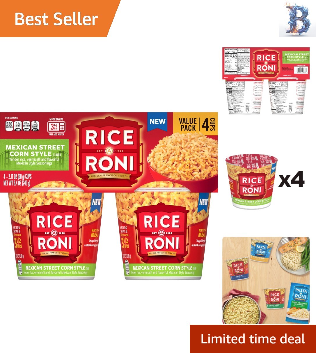 Mexican Street Corn Instant Cups – Quick 3.5 Minute Meals, 4 Pack 2.11 oz