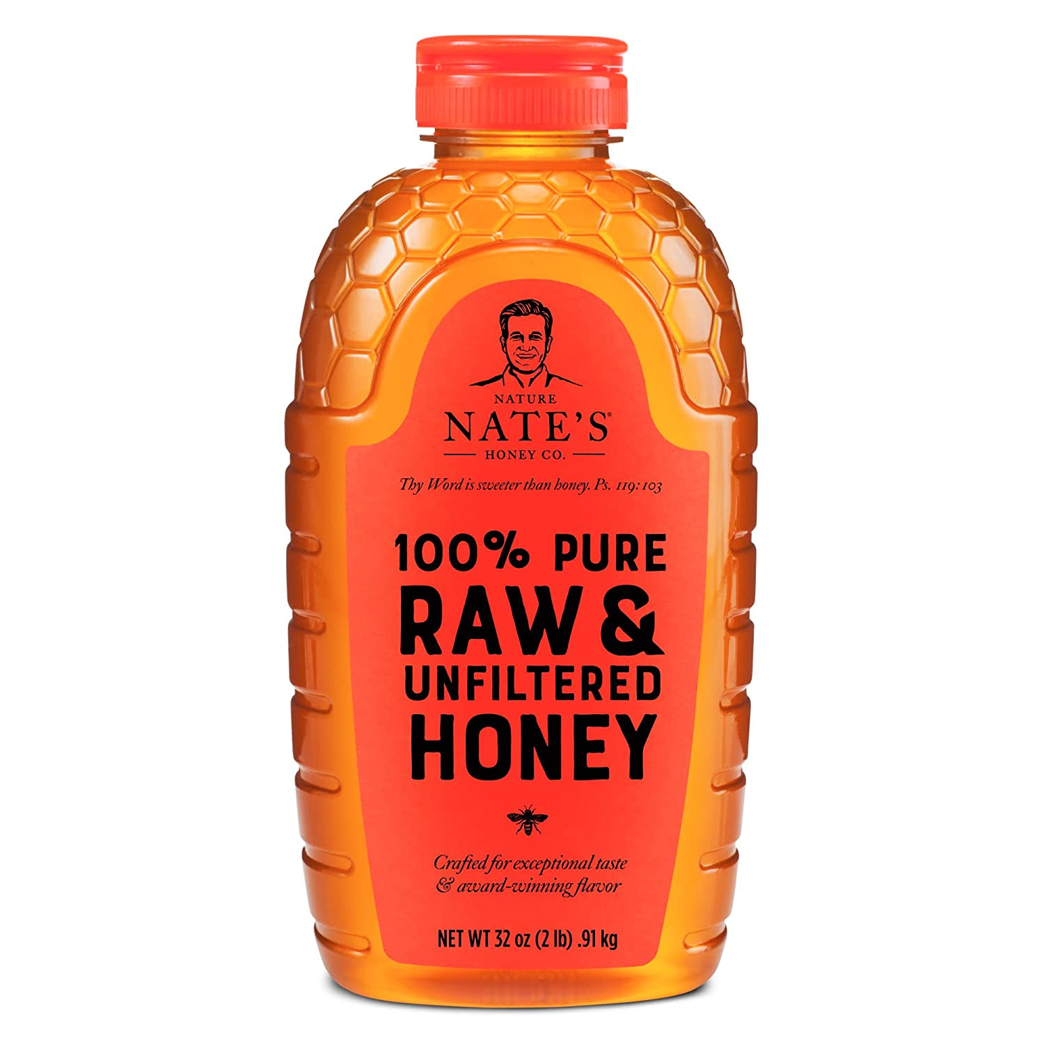 Nate’S 100% Pure, Raw & Unfiltered Honey – Award-Winning Taste, 32Oz. Squeeze Bo