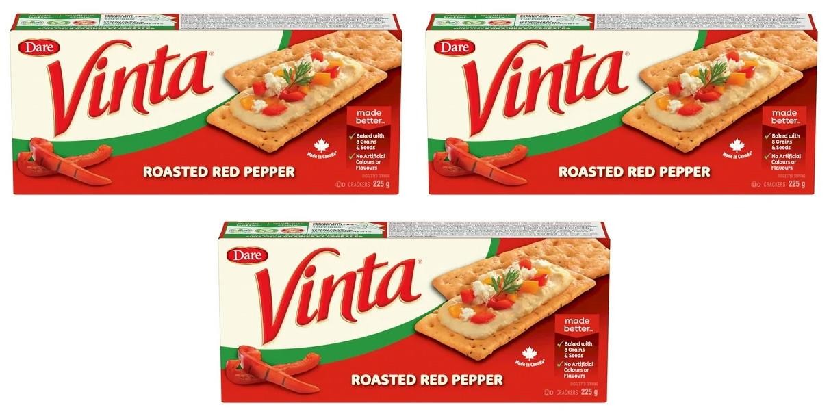 Dare Vinta Roasted Red Pepper Crackers, 225g (3 Pack)