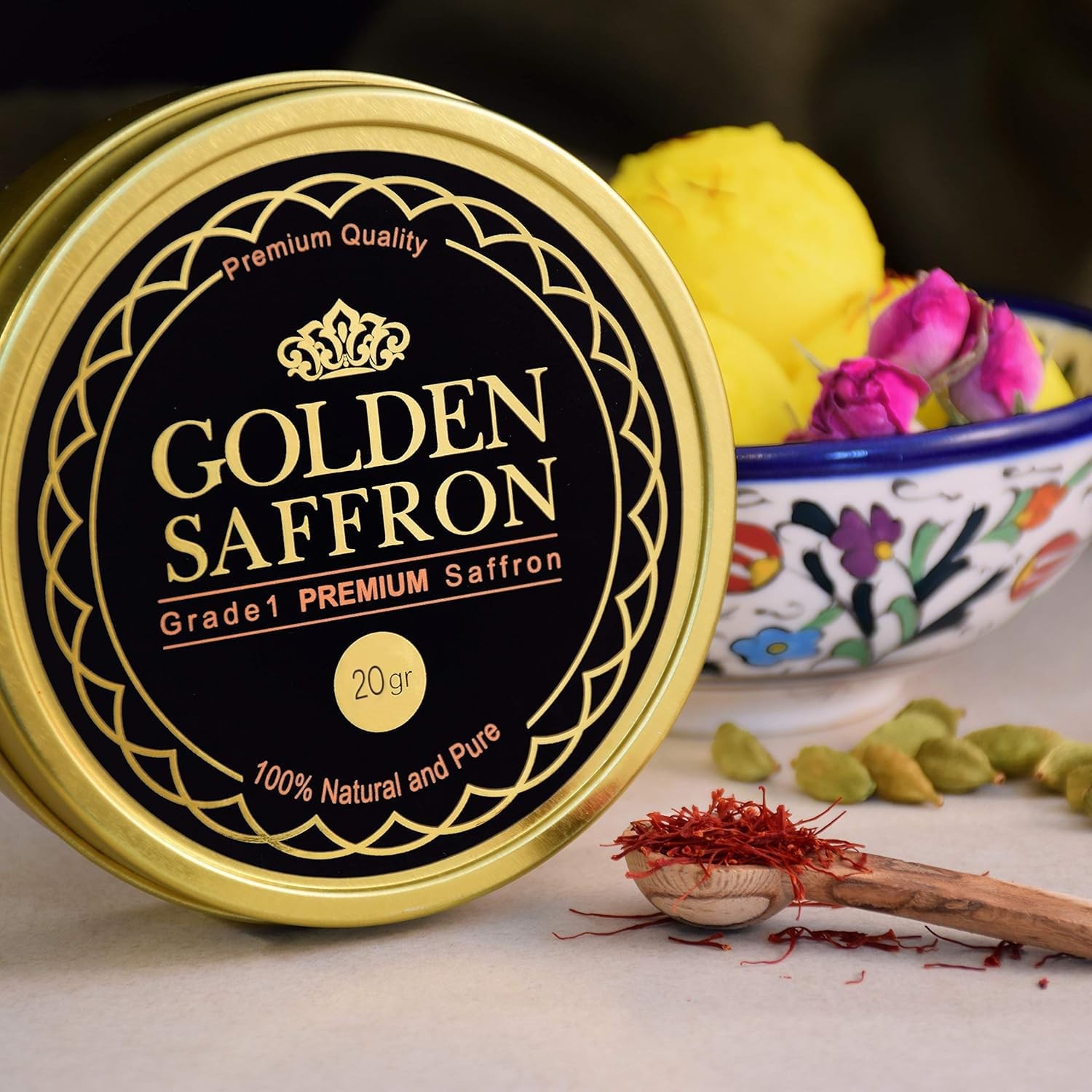 Golden Saffron, Finest Pure Premium All Red Saffron Threads, Grade A+ Super N…