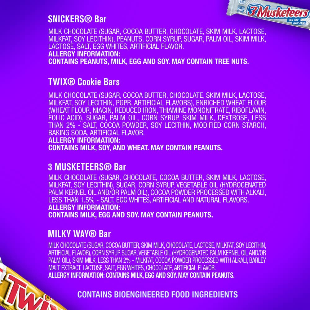 SNICKERS, TWIX, 3 MUSKETEERS & MILKY WAY Full Size Christmas Candy Chocolate Bar